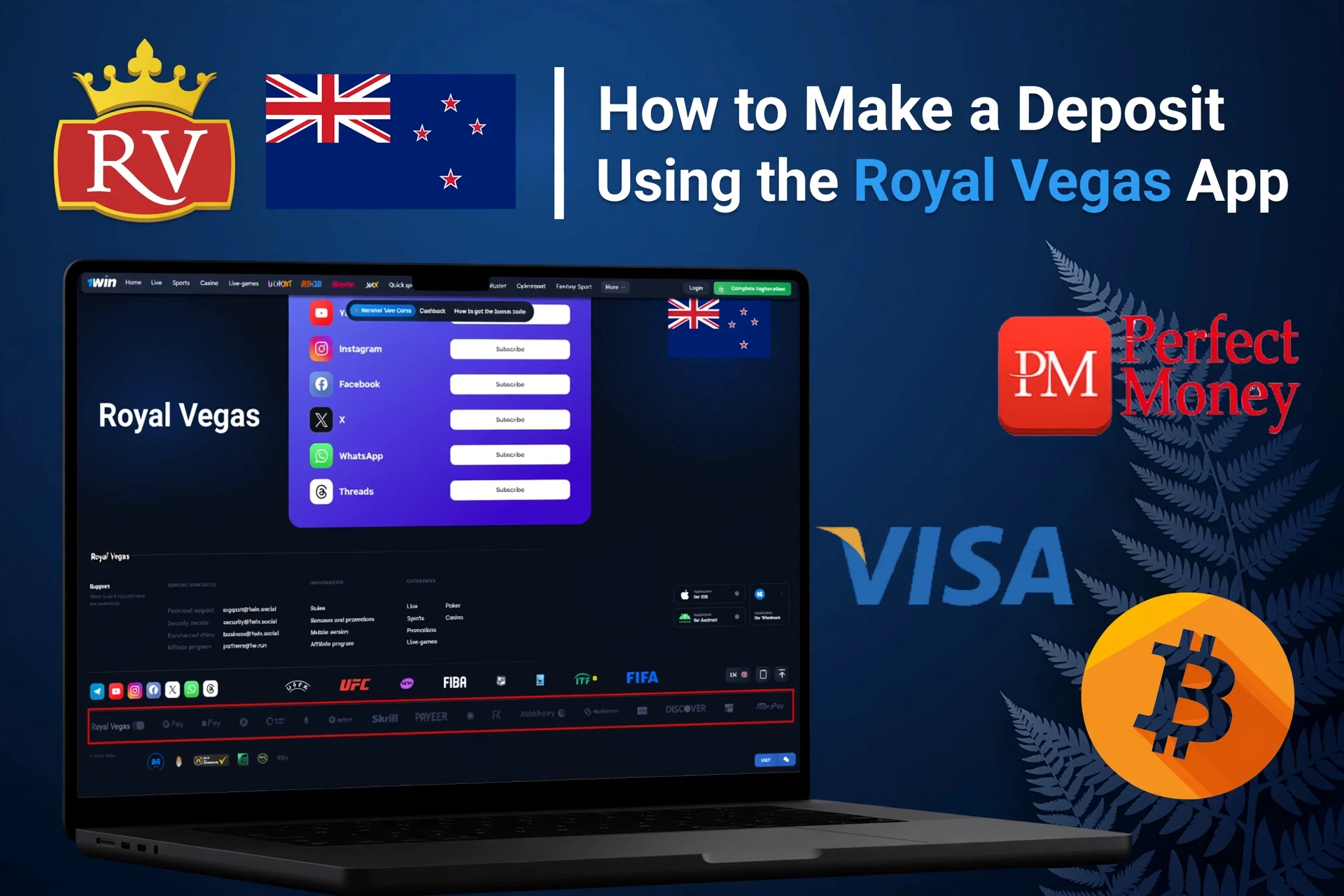 Registration process on the Royal Vegas mobile app with social login options