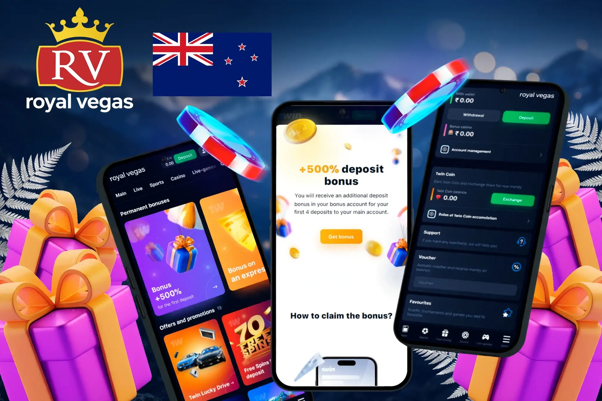 app showing instructions to claim a deposit bonus on mobile with colorful gaming elements