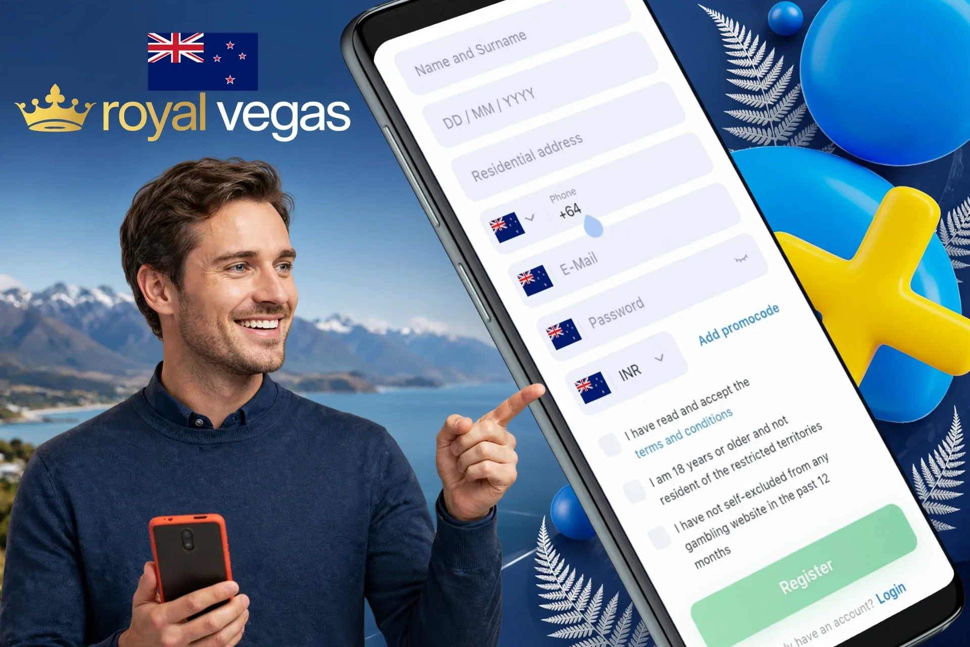 Information about the registration process using the Royal Vegas mobile application in New Zealand